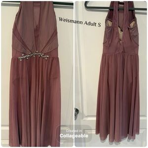 Weissman Mauve Backless Halter Dress